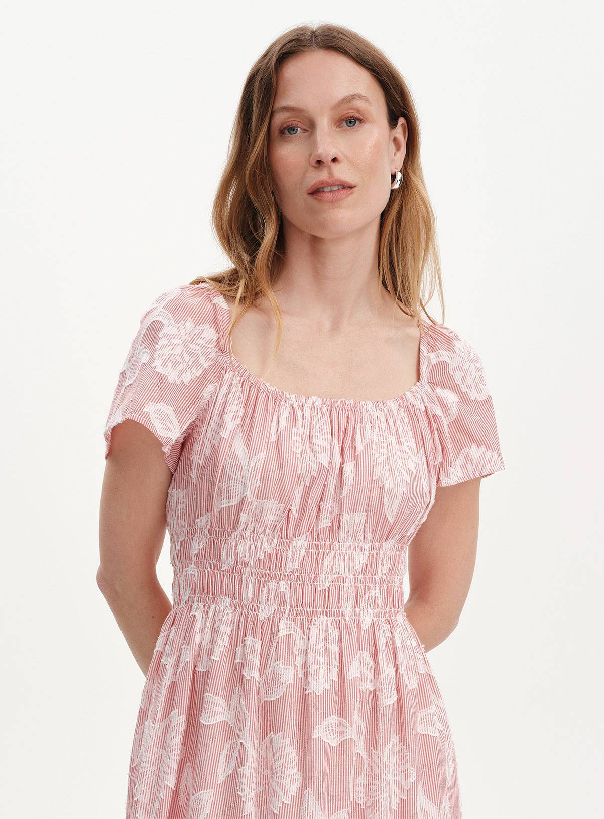 FINERY Maia Floral Stripe Shirred Waist Dress 14 - Image 4